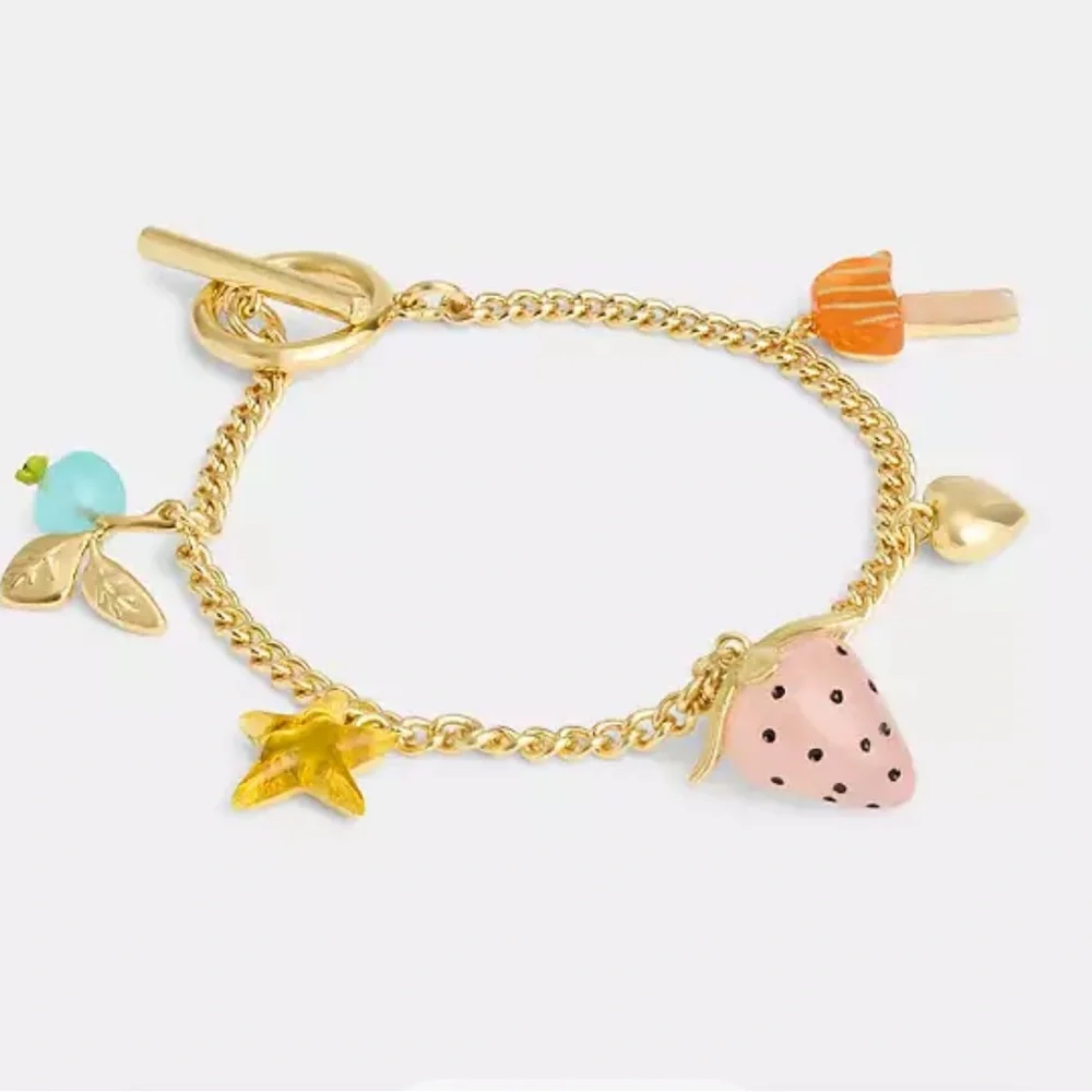 Coach Gold Charm Bracelet with Colorful Accents
